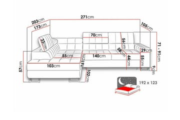 Kintore 3-sits Hörnbäddsoffa Dark red - Møbler - Sofaer - Sovesofaer - Hjørnesovesofa