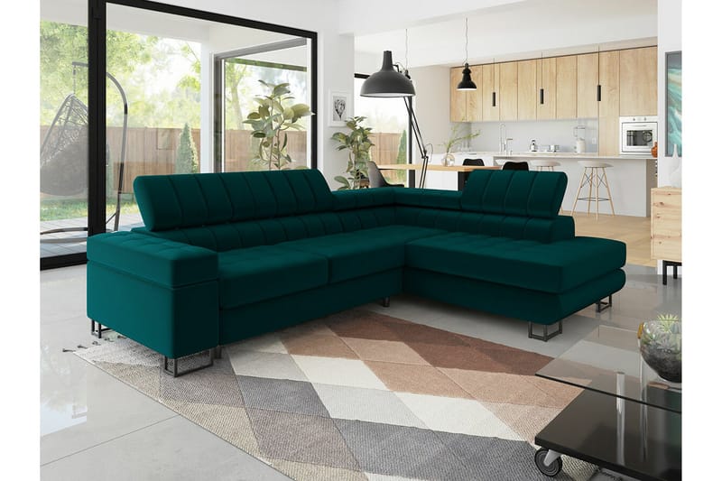 Kintore 3-sits Hörnbäddsoffa Dark Turquoise - Møbler - Sofaer - Sovesofaer - Hjørnesovesofa