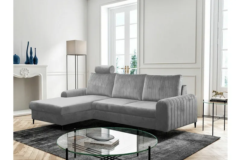 Kintore 3-sits Hörnbäddsoffa Light grey/Dark grey - Møbler - Sofaer - Sovesofaer - Hjørnesovesofa