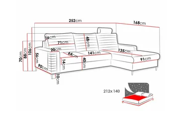 Kintore 3-sits Hörnbäddsoffa Light grey/Dark grey - Møbler - Sofaer - Sovesofaer - Sovesofa divan