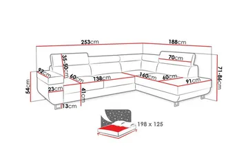 Kintore 3-sits Hörnbäddsoffa Ljusgrå - Møbler - Sofaer - Sovesofaer - Hjørnesovesofa