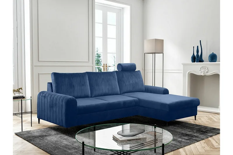Kintore 3-sits Hörnbäddsoffa NO_BRAND Dark blue - Møbler - Sofaer - Sovesofaer - Hjørnesovesofa