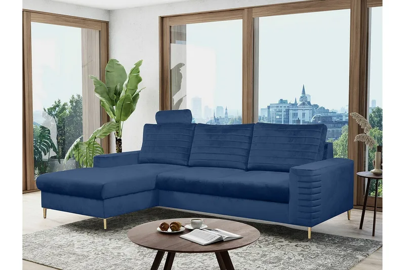 Kintore 3-sits Hörnbäddsoffa NO_BRAND Dark blue - Møbler - Sofaer - Sovesofaer - Hjørnesovesofa