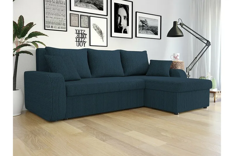 Kintore 3-sits Hörnbäddsoffa NO_BRAND Dark blue - Møbler - Sofaer - Sovesofaer - Hjørnesovesofa