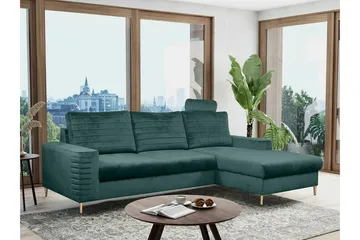 Kintore 3-sits Hörnbäddsoffa NO_BRAND Dark green - Møbler - Sofaer - Sovesofaer - Hjørnesovesofa