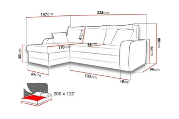 Kintore 3-sits Hörnbäddsoffa NO_BRAND Dark yellow - Møbler - Sofaer - Sovesofaer - Hjørnesovesofa