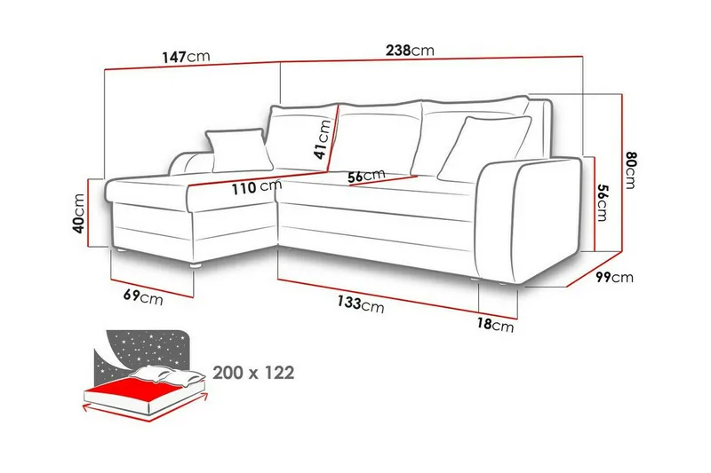 Kintore 3-sits Hörnbäddsoffa NO_BRAND Dark yellow - Møbler - Sofaer - Sovesofaer - Hjørnesovesofa