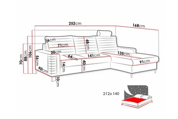 Kintore 3-sits Hörnbäddsoffa NO_BRAND Dark yellow - Møbler - Sofaer - Sovesofaer - Hjørnesovesofa