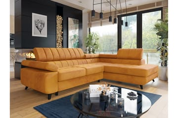 Kintore 3-sits Hörnbäddsoffa NO_BRAND Dark yellow - Møbler - Sofaer - Sovesofaer - Hjørnesovesofa