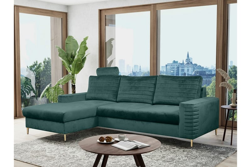 Kintore 3-sits Hörnbäddsoffa NO_BRAND Green - Møbler - Sofaer - Sovesofaer - Sovesofa divan
