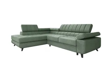 Kintore 3-sits Hörnbäddsoffa NO_BRAND Light green - Møbler - Sofaer - Sovesofaer - Hjørnesovesofa