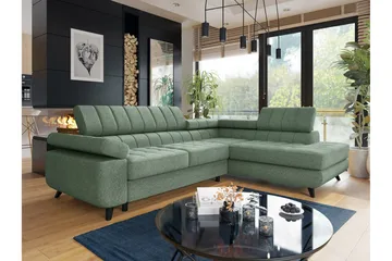 Kintore 3-sits Hörnbäddsoffa NO_BRAND Light green - Møbler - Sofaer - Sovesofaer - Hjørnesovesofa