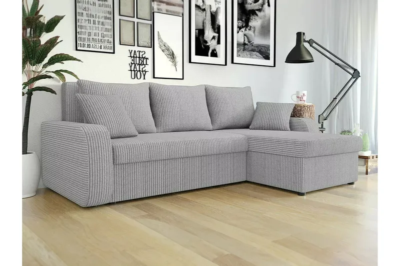 Kintore 3-sits Hörnbäddsoffa NO_BRAND Ljusgrå - Møbler - Sofaer - Sovesofaer - Sovesofa divan