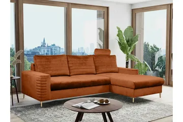 Kintore 3-sits Hörnbäddsoffa NO_BRAND Orange - Møbler - Sofaer - Sovesofaer - Hjørnesovesofa