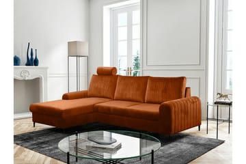 Kintore 3-sits Hörnbäddsoffa NO_BRAND Orange - Møbler - Sofaer - Sovesofaer - Hjørnesovesofa