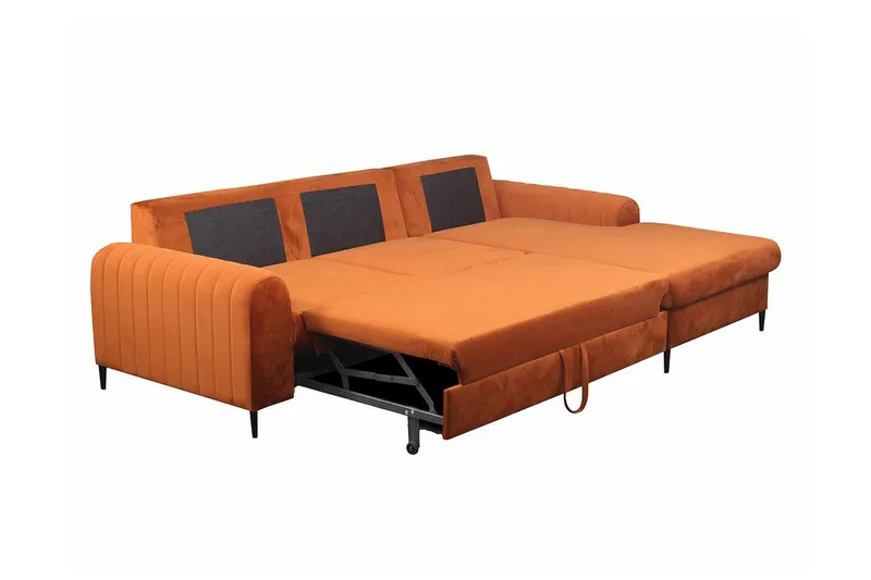 Kintore 3-sits Hörnbäddsoffa NO_BRAND Orange - Møbler - Sofaer - Sovesofaer - Hjørnesovesofa