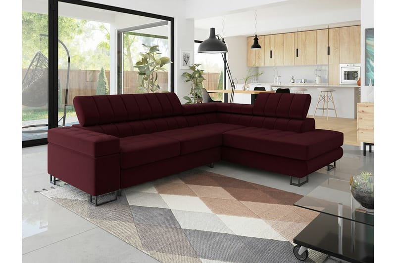 Kintore 3-sits Hörnbäddsoffa NO_BRAND Red - Møbler - Sofaer - Sovesofaer - Hjørnesovesofa
