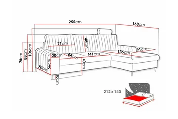 Kintore 3-sits Hörnbäddsoffa NO_BRAND Yellow - Møbler - Sofaer - Sovesofaer - Hjørnesovesofa