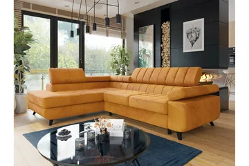 Kintore 3-sits Hörnbäddsoffa NO_BRAND Yellow - Møbler - Sofaer - Sovesofaer - Hjørnesovesofa