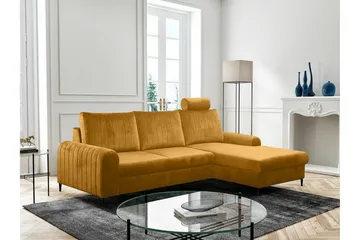 Kintore 3-sits Hörnbäddsoffa NO_BRAND Yellow - Møbler - Sofaer - Sovesofaer - Hjørnesovesofa