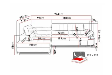 Kintore 3-sits Hörnbäddsoffa NO_BRAND Yellow - Møbler - Sofaer - Sovesofaer - Hjørnesovesofa