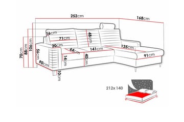 Kintore 3-sits Hörnbäddsoffa Orange - Møbler - Sofaer - Sovesofaer - Hjørnesovesofa