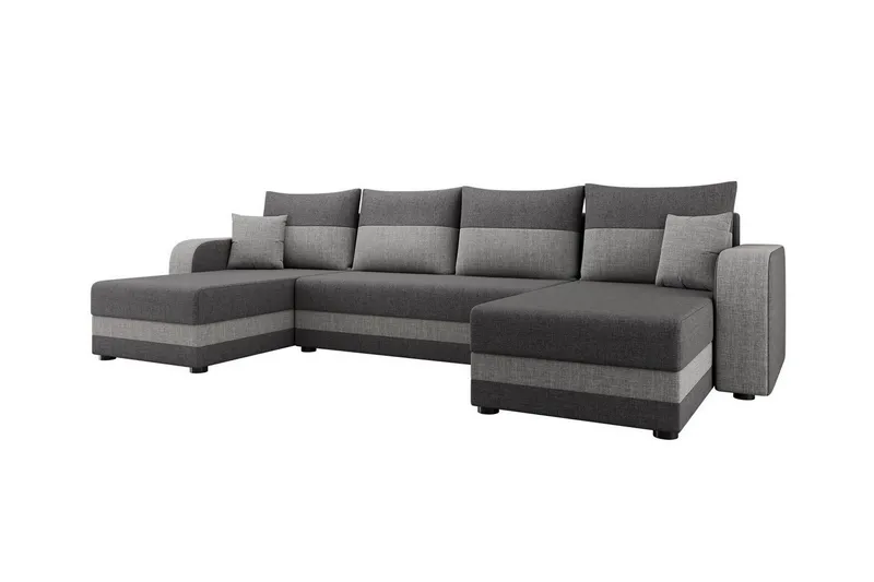 Kintore 4-seter U-formet Hjørnesovesofa 113x275 cm med Oppbevaring i Stoff, Grå