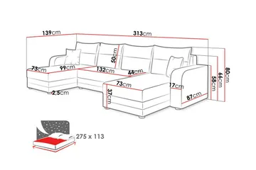 Kintore 4-seters hjørnesovesofa - Møbler - Sofaer - Sovesofaer - Sovesofa divan