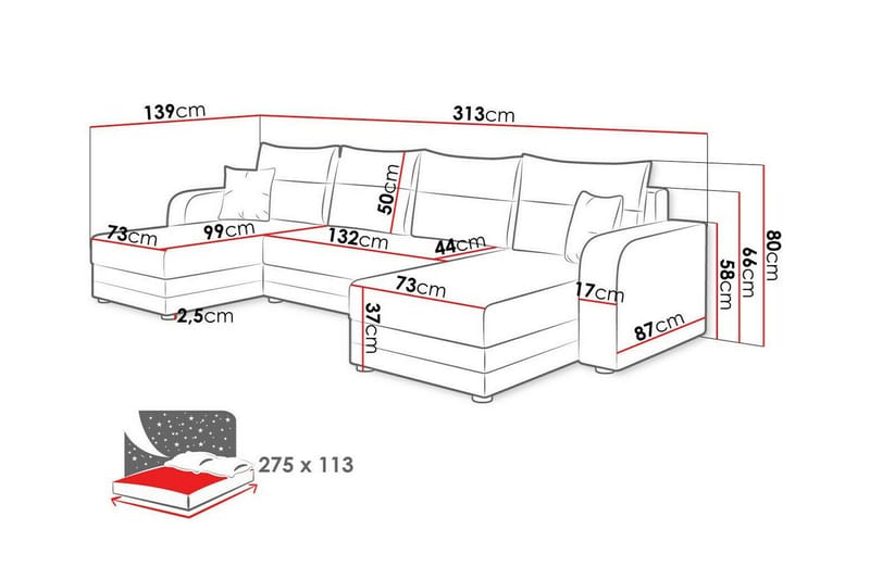 Kintore 4-seters hjørnesovesofa - Møbler - Sofaer - Sovesofaer - Sovesofa divan