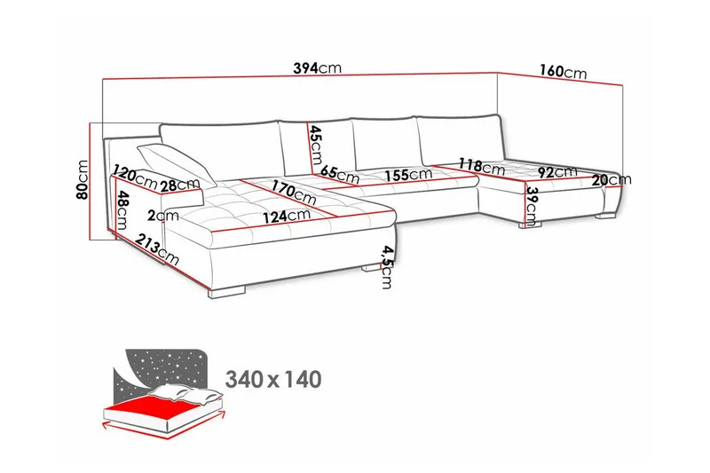 Kintore 4-sits Hörnbäddsoffa beige - Møbler - Sofaer - Sovesofaer - Hjørnesovesofa