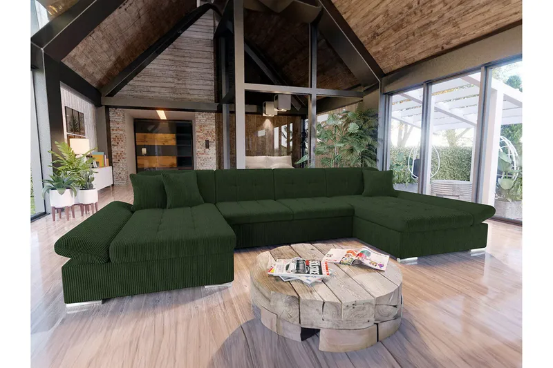 Kintore 4-sits Hörnbäddsoffa Dark green - Møbler - Sofaer - Sovesofaer - Hjørnesovesofa