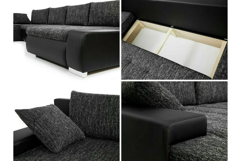 Kintore 4-sits Hörnbäddsoffa Dark grey - Møbler - Sofaer - Sovesofaer - Sovesofa divan