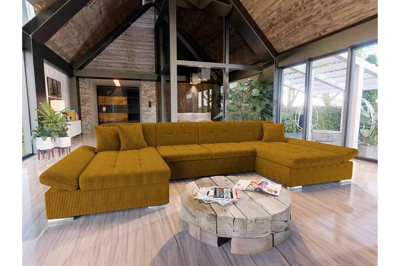 Kintore 4-sits Hörnbäddsoffa Dark yellow - Møbler - Sofaer - Sovesofaer - Sovesofa divan