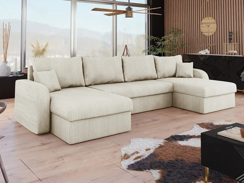 Kintore 4-sits Hörnbäddsoffa Grey/wood||Grey/Black - Møbler - Sofaer - Sovesofaer - Sovesofa divan