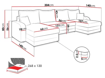 Kintore 4-sits Hörnbäddsoffa NO_BRAND Black/Grey - Møbler - Sofaer - Sovesofaer - Sovesofa divan