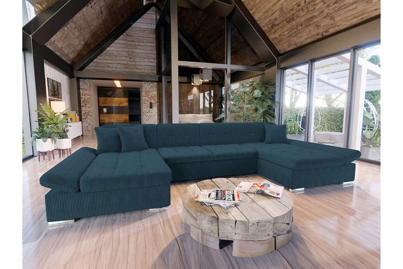 Kintore 4-sits Hörnbäddsoffa NO_BRAND Dark blue - Møbler - Sofaer - Sovesofaer - Hjørnesovesofa