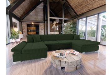 Kintore 4-sits Hörnbäddsoffa NO_BRAND Dark green - Møbler - Sofaer - Sovesofaer - Hjørnesovesofa
