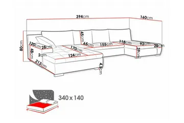 Kintore 4-sits Hörnbäddsoffa NO_BRAND Dark grey - Møbler - Sofaer - Sovesofaer - Sovesofa divan