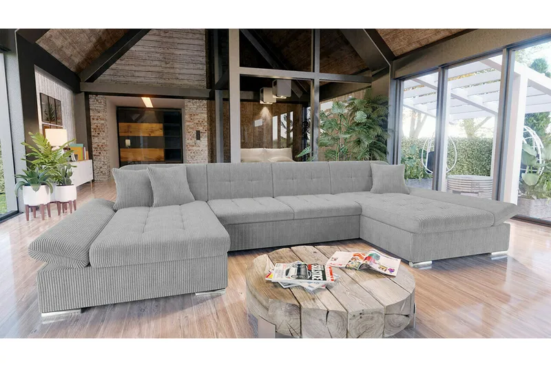 Kintore 4-sits Hörnbäddsoffa NO_BRAND Grey - Møbler - Sofaer - Sovesofaer - Langsgående sovesofa