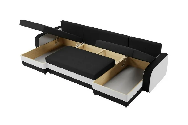 Kintore 4-sits Hörnbäddsoffa NO_BRAND Grey/wood||Grey/Black - Møbler - Sofaer - Sovesofaer - Hjørnesovesofa