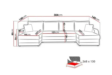 Kintore 4-sits Hörnbäddsoffa NO_BRAND Grey/wood||Grey/Black - Møbler - Sofaer - Sovesofaer - Hjørnesovesofa