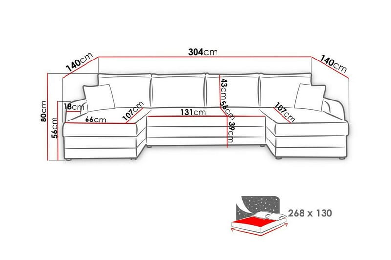 Kintore 4-sits Hörnbäddsoffa NO_BRAND Grey/wood||Grey/Black - Møbler - Sofaer - Sovesofaer - Hjørnesovesofa