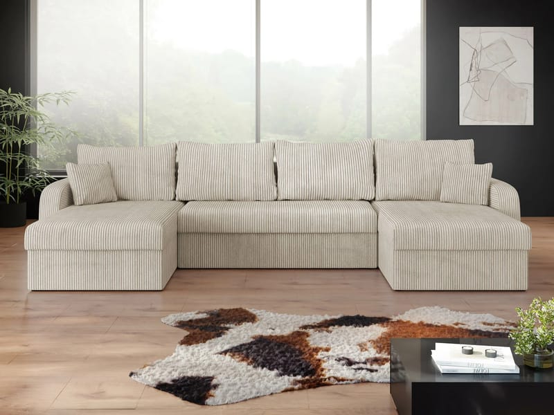 Kintore 4-sits Hörnbäddsoffa NO_BRAND Grey/wood||Grey/Black - Møbler - Sofaer - Sovesofaer - Hjørnesovesofa