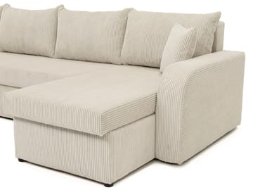 Kintore 4-sits Hörnbäddsoffa NO_BRAND Grey/wood||Grey/Black - Møbler - Sofaer - Sovesofaer - Hjørnesovesofa