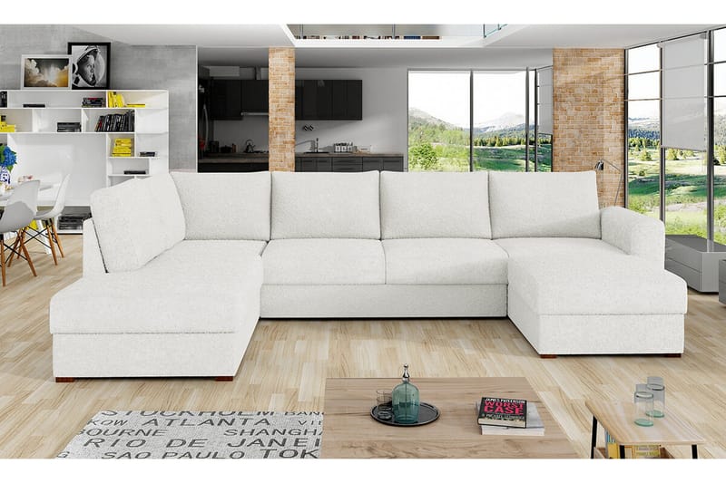 Kintore 4-sits Hörnbäddsoffa NO_BRAND White - Møbler - Sofaer - Sovesofaer - Sovesofa divan