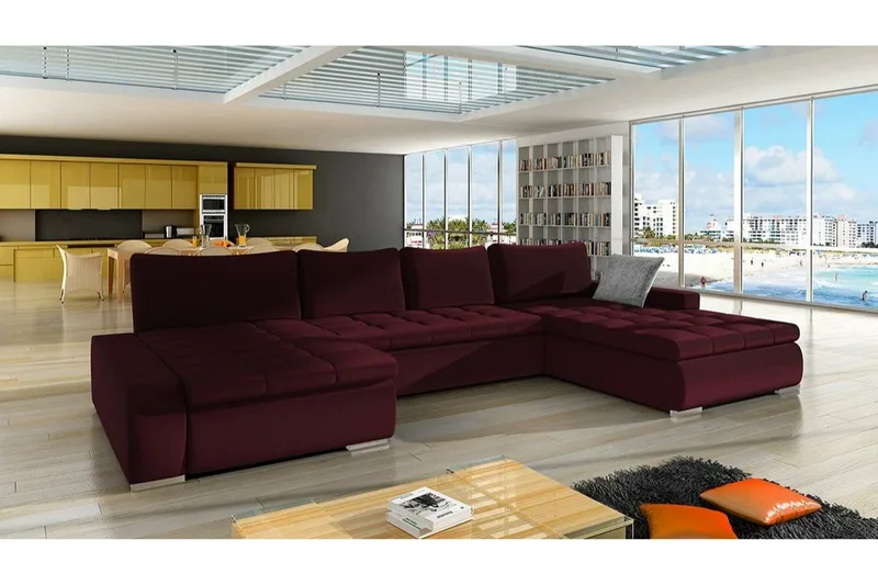 Kintore 4-sits Hörnbäddsoffa NO_BRAND Wine red - Møbler - Sofaer - Sovesofaer - Sovesofa divan