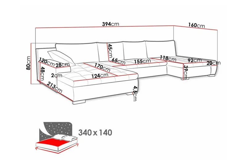 Kintore 4-sits Hörnbäddsoffa Wine red - Møbler - Sofaer - Sovesofaer - Hjørnesovesofa