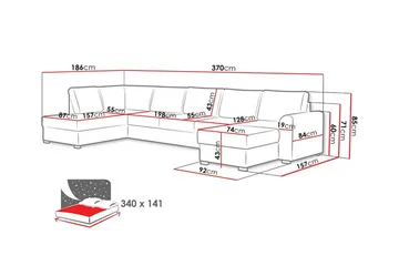 Kintore 6-sits Hörnbäddsoffa NO_BRAND White - Møbler - Sofaer - Sovesofaer - Sovesofa divan
