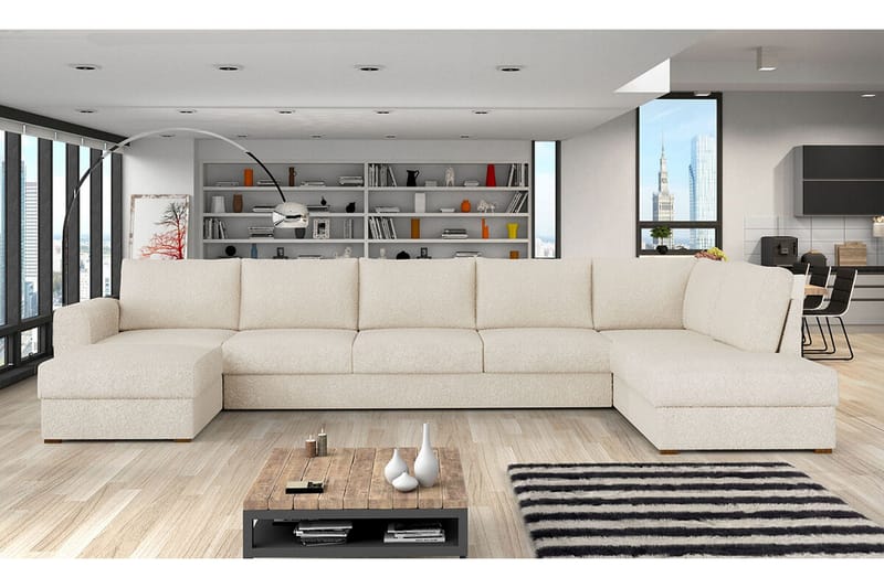 Kintore 6-sits Hörnbäddsoffa NO_BRAND White - Møbler - Sofaer - Sovesofaer - Sovesofa divan