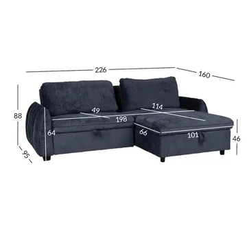 Hjørnesovesofa Klevor - Blå - Møbler - Sofaer - Sovesofaer - Hjørnesovesofa